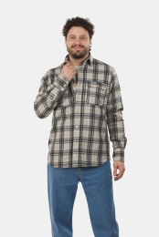 BuitenmensFlannelMeltonRuitBlouseBruin