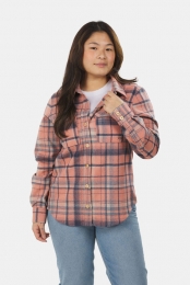 BuitenmensFlannelMeltonRuitBlouseDamesRoze