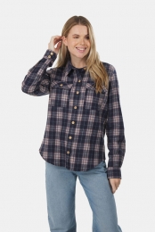 BuitenmensFlannelMeltonRuitBlouseDamesBlauw