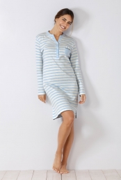 Warmeblauw-witgestreeptnachthemdHajo