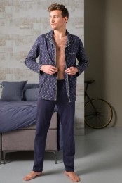 Groenedoorknoopherenpyjamapatroon