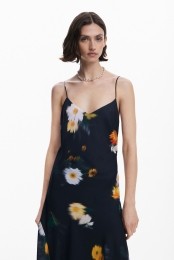 Bloemenjurkmetspaghettibandjesvanchiffon-BLACK-XS