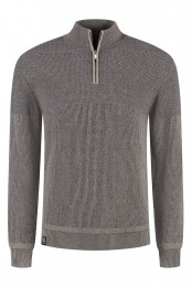 FellowsUnitedPulloverHalfZipPlatedTuckMidBrown2XL