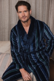 Fleecegestreepteherenbadjas