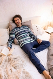 HorizontaalblauwgestreepteHajoherenpyjama