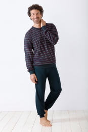 Hajoherenpyjamablauwmetrodestrepen