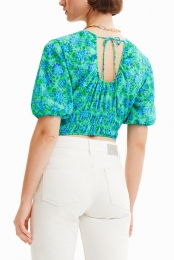 Korteblousemetpofmouwenentie-dye-BLUE-L