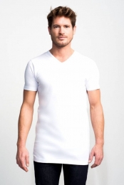 SlaterBasicFit2packT-shirtV-halsWitExtraLongL