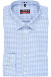 MarvelisStrijkvrijOverhemdBodyFitRuitBlauw38