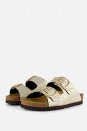 SchollNoelleRaffiaSlippersgoudLeer