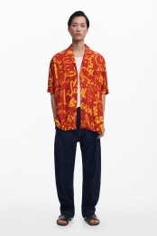 Kortmouwshirtmetletters-RED-XL