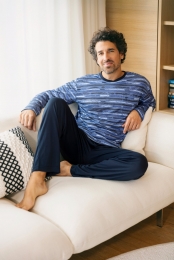 BlauweherenpyjamaverfstrepenvanHajo