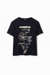 T-shirtmetbloementekst