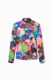 Slimfitshirtmetbloemen