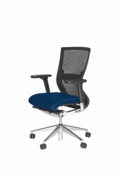 Bureaustoel105zittingblauwrugleuningzwartmeshonderstelverchroomdaluminium1jaargarantie