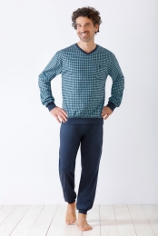 BlauwekatoenenherenpyjamaHajo