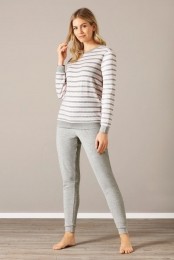 Warmegrijs-rozebadstofdamespyjamaHajo