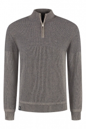 FellowsUnitedPulloverHalfZipPlatedTuckMidBrown2XL