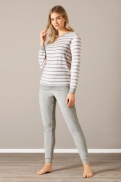 Warmegrijs-rozebadstofdamespyjamaHajo