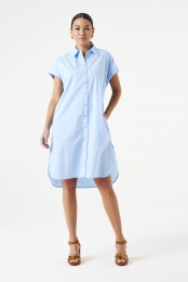 Lichtblauweblousejurk