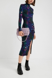 Slimfitmidi-jurkmetbloemen-BLACK-XS