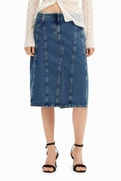 Midi-rokgestreeptdenim-effect-BLUE-L