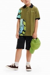 Poloshirtmetkortemouwenengraffiti-GREEN-78