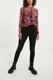 Slimfitshirtmetbloemen-RED-XS