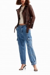 Leatherbikerjackmetriem-BROWN-S
