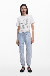 BloemenT-shirtvrouwelijkesilhouet-WHITE-L