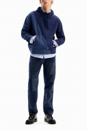 Tweekleurigsweatshirtmetcapuchon-BLUE-S