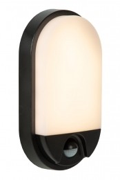 LucideHUPSIR-WandlampBinnenBuiten-LED-1x10W3000K-IP54-Bewegingdagnachtsensor-Zwart