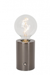 LucideVIVO-OplaadbareTafellamp-AccuBatterij-8cm-LEDDimb-E27-1x1W2700K-Matzwartchroom