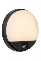 LucideHUPSIR-WandlampBinnenBuiten-21cm-LED-1x10W3000K-IP54-Bewegingssensor-Zwart