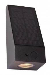 LucideIRWIN-Wandlamp-Zonne-energie-LEDDimb-1x2W3000K-IP54-Bewegingdagnachtsensor-Zwart