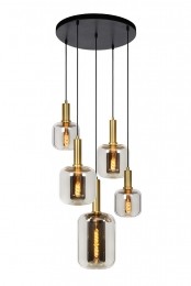 LucideJOANET-Hanglamp-66cm-5xE27-Fum