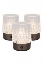 LucideLILY-OplaadbareTafellamp-AccuBatterij-8cm-LED3StepDim-1x3W2700K3000K-Zwartchroom-Setvan3