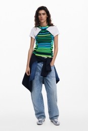 GestreepttricotT-shirtmetnaden-GREEN-XL