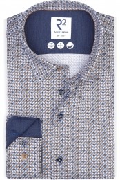 R2AmsterdamOverhemdblauwBedrukt