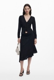 KantenblousemetV-hals-BLACK-M