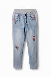 Denimjoggingbroekmetbloemen