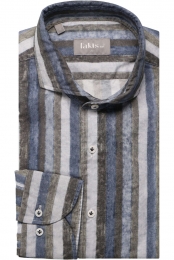 faktsOverhemdblauwbruinGestreept