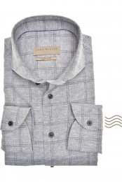 JohnMillerOverhemdlichtgrijsPlaidgebreidpatroon