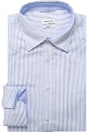 SeidenstickerOverhemdlichtblauwGestreept