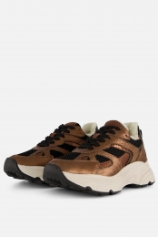 PSPoelmanSneakersMetallicbruinLeer