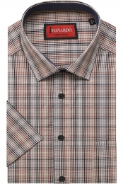 LeonardobyJupiterCasualOverhemdKortemouwmiddenbruin