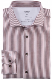 OLYMPLevelFive24SevenDynamicFlexOverhemdroodwitGestreept