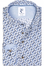 R2AmsterdamOverhemdblauwBedrukt