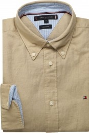 TommyHilfigerLinnenOverhemdlichtbruinEffen