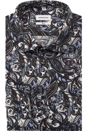 SeidenstickerOverhemdblauwBedrukt